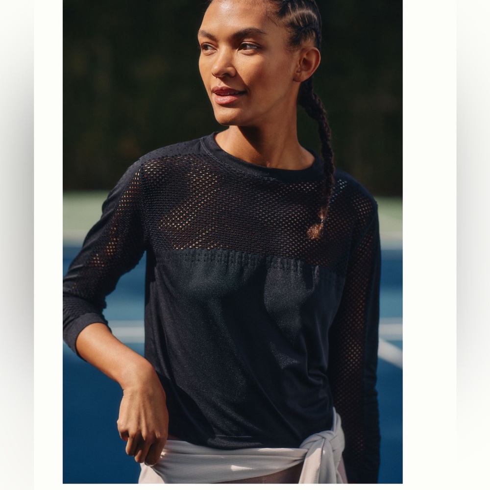 Varley Halldale Seamless Mesh Long Sleeved Cropped Top